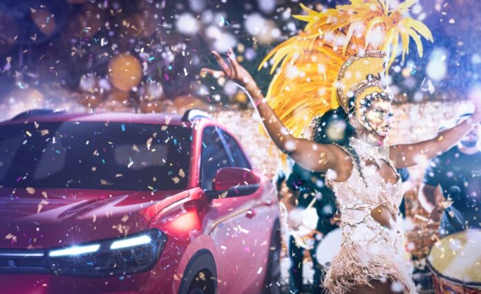 Cropped shot of a beautiful samba dancer performing in a carnival with her band