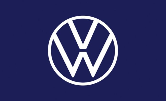 Volkswagen-logo-nuevo-blanco sobre fondo azul